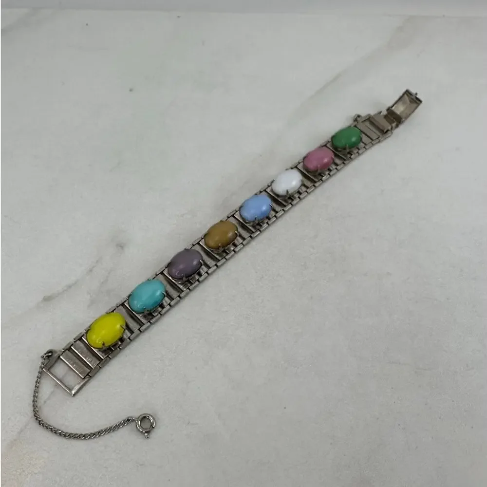 Vintage Sarah Coventry Bracelet with Multi Color Cabochons Preowned